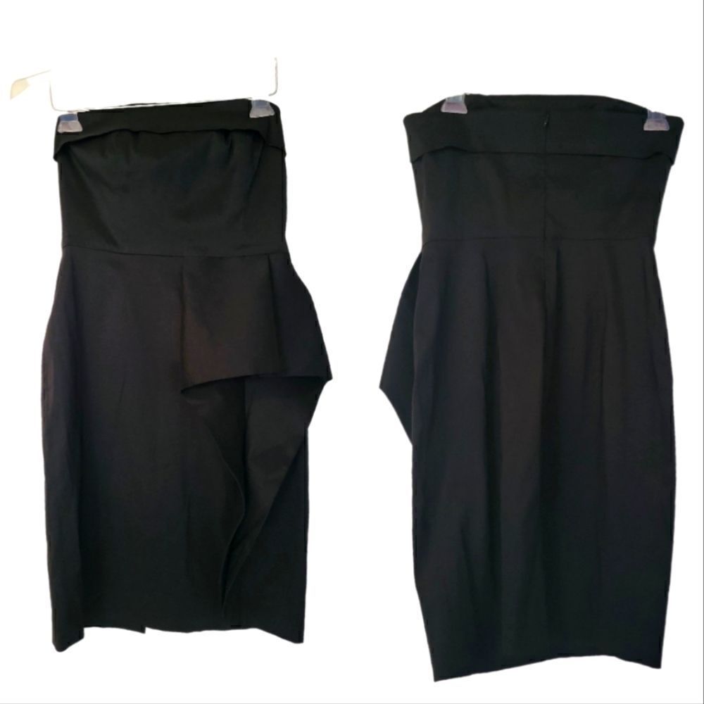 Calvin Klein Black‎ Strapless Dress Cocktail Asymmetrical Ruffle Dress Size 6